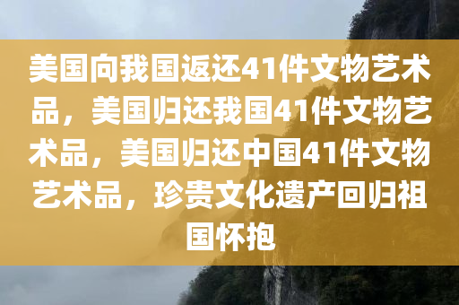 美国向我国返还41件文物艺术品，美国归还我国41件文物艺术品，美国归还中国41件文物艺术品，珍贵文化遗产回归祖国怀抱