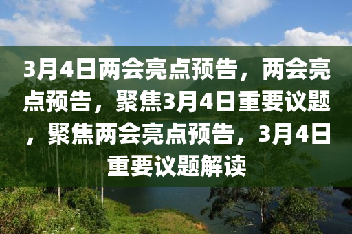 3月4日两会亮点预告，两会亮点预告，聚焦3月4日重要议题，聚焦两会亮点预告，3月4日重要议题解读