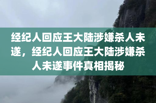 经纪人回应王大陆涉嫌杀人未遂，经纪人回应王大陆涉嫌杀人未遂事件真相揭秘