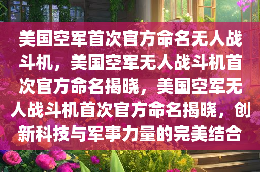 美国空军首次官方命名无人战斗机，美国空军无人战斗机首次官方命名揭晓，美国空军无人战斗机首次官方命名揭晓，创新科技与军事力量的完美结合