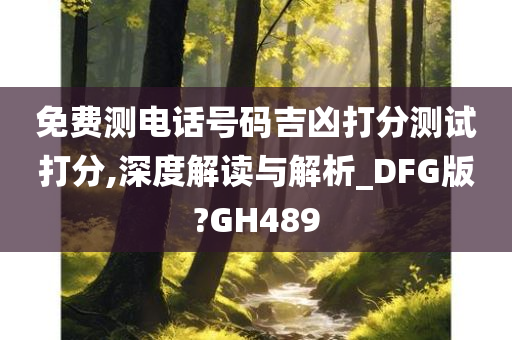 免费测电话号码吉凶打分测试打分,深度解读与解析_DFG版?GH489