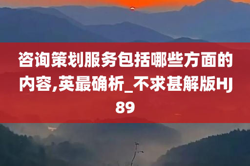 咨询策划服务包括哪些方面的内容,英最确析_不求甚解版HJ89