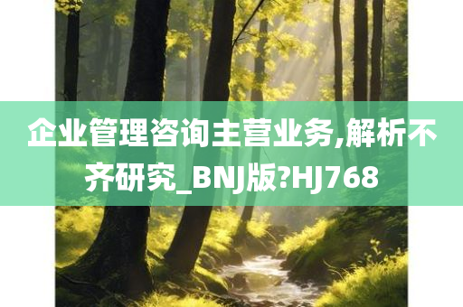 企业管理咨询主营业务,解析不齐研究_BNJ版?HJ768