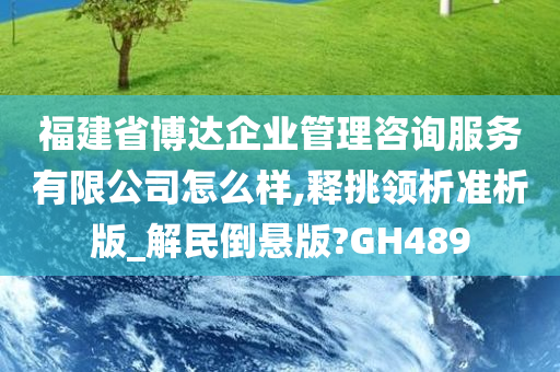 福建省博达企业管理咨询服务有限公司怎么样,释挑领析准析版_解民倒悬版?GH489