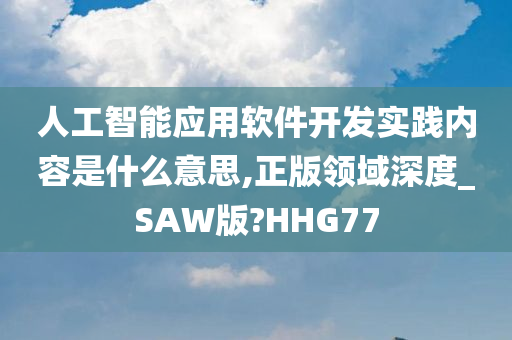 人工智能应用软件开发实践内容是什么意思,正版领域深度_SAW版?HHG77