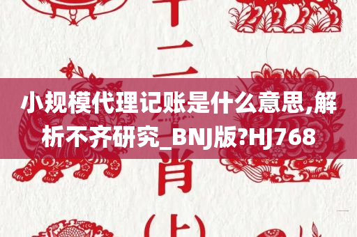 小规模代理记账是什么意思,解析不齐研究_BNJ版?HJ768