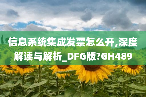 信息系统集成发票怎么开,深度解读与解析_DFG版?GH489