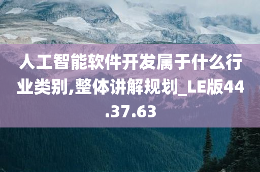 人工智能软件开发属于什么行业类别,整体讲解规划_LE版44.37.63