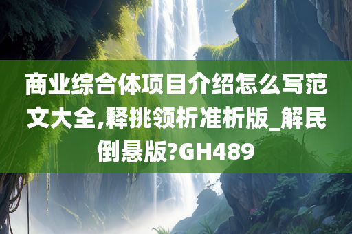 商业综合体项目介绍怎么写范文大全,释挑领析准析版_解民倒悬版?GH489