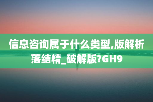 信息咨询属于什么类型,版解析落结精_破解版?GH9