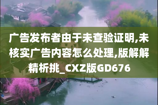 广告发布者由于未查验证明,未核实广告内容怎么处理,版解解精析挑_CXZ版GD676