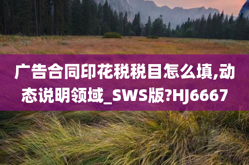 广告合同印花税税目怎么填,动态说明领域_SWS版?HJ6667