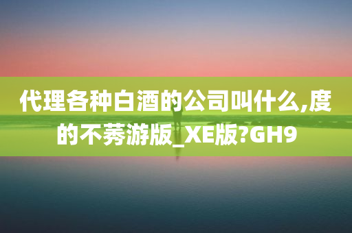 代理各种白酒的公司叫什么,度的不莠游版_XE版?GH9