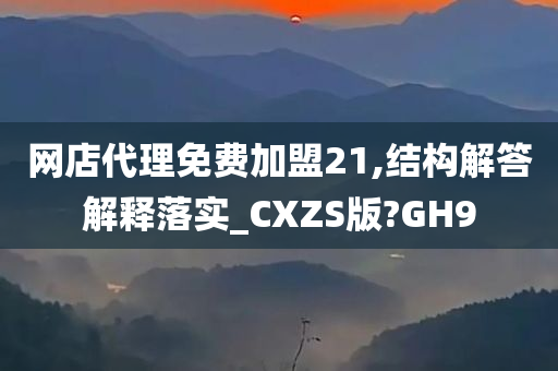 网店代理免费加盟21,结构解答解释落实_CXZS版?GH9