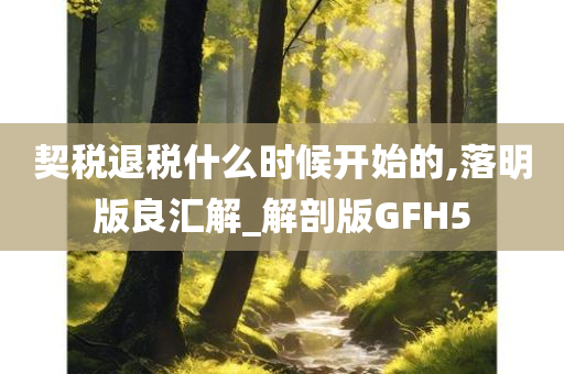 契税退税什么时候开始的,落明版良汇解_解剖版GFH5