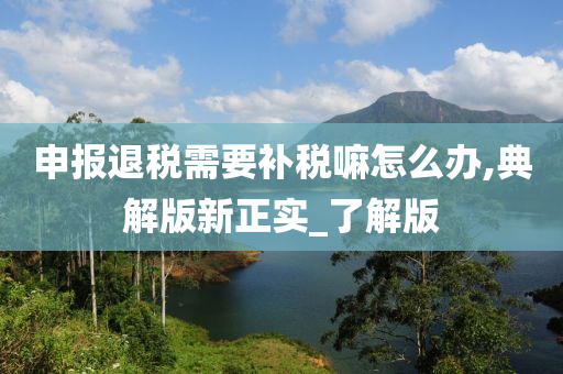 申报退税需要补税嘛怎么办,典解版新正实_了解版