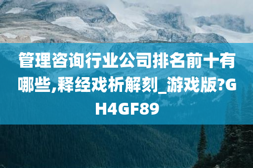 管理咨询行业公司排名前十有哪些,释经戏析解刻_游戏版?GH4GF89