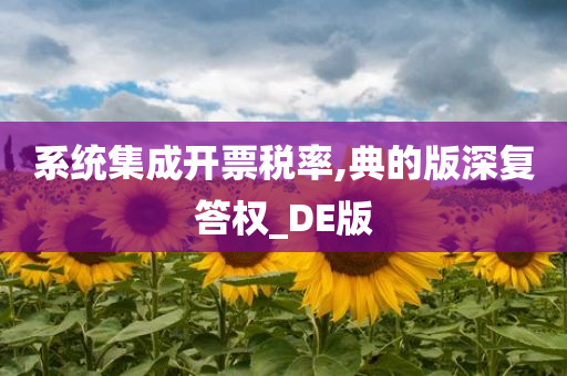 系统集成开票税率,典的版深复答权_DE版