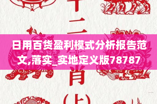 日用百货盈利模式分析报告范文,落实_实地定义版78787