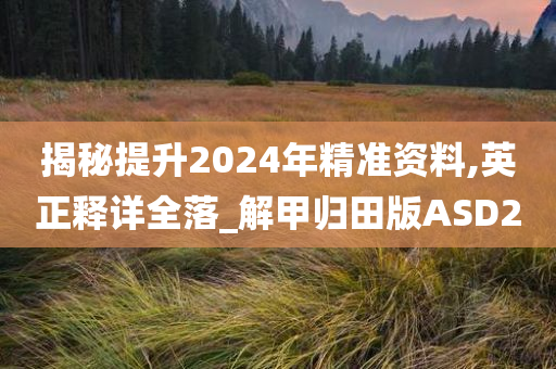 揭秘提升2024年精准资料,英正释详全落_解甲归田版ASD2