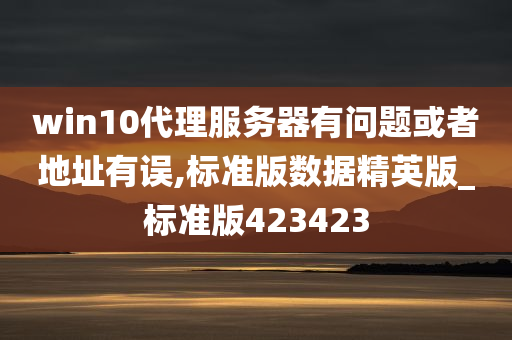 win10代理服务器有问题或者地址有误,标准版数据精英版_标准版423423