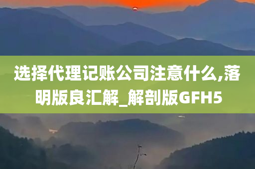 选择代理记账公司注意什么,落明版良汇解_解剖版GFH5