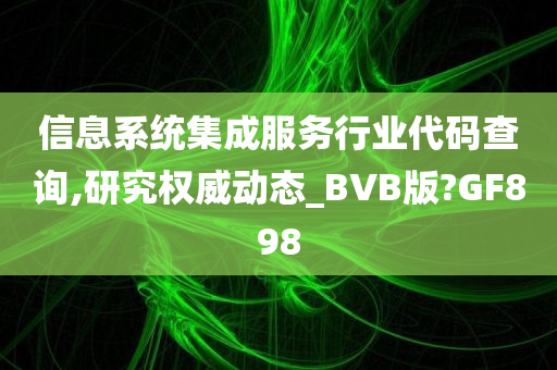 信息系统集成服务行业代码查询,研究权威动态_BVB版?GF898