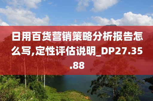 日用百货营销策略分析报告怎么写,定性评估说明_DP27.35.88