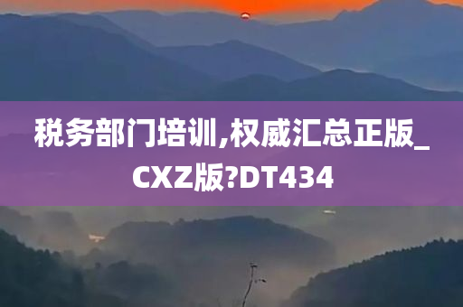 税务部门培训,权威汇总正版_CXZ版?DT434