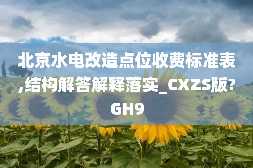 北京水电改造点位收费标准表,结构解答解释落实_CXZS版?GH9