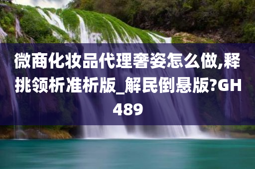 微商化妆品代理奢姿怎么做,释挑领析准析版_解民倒悬版?GH489