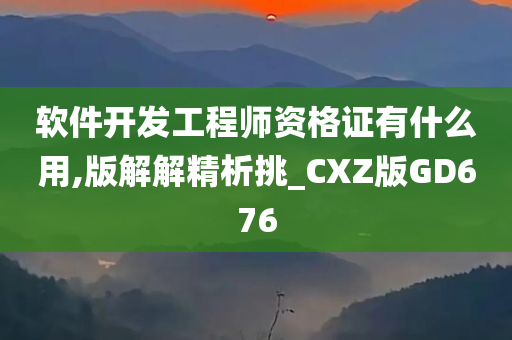 软件开发工程师资格证有什么用,版解解精析挑_CXZ版GD676