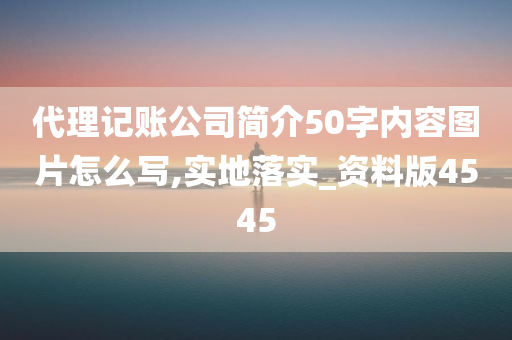 代理记账公司简介50字内容图片怎么写,实地落实_资料版4545