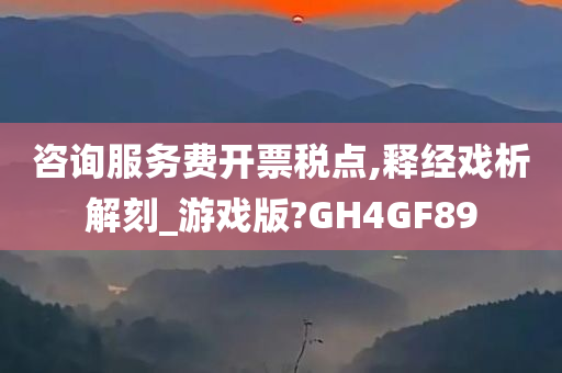 咨询服务费开票税点,释经戏析解刻_游戏版?GH4GF89