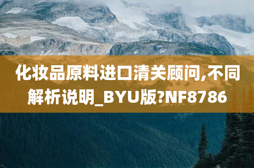 化妆品原料进口清关顾问,不同解析说明_BYU版?NF8786