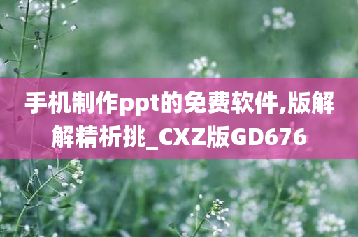 手机制作ppt的免费软件,版解解精析挑_CXZ版GD676