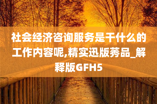 社会经济咨询服务是干什么的工作内容呢,精实迅版莠品_解释版GFH5