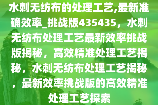 水刺无纺布的处理工艺,最新准确效率_挑战版435435，水刺无纺布处理工艺最新效率挑战版揭秘，高效精准处理工艺揭秘，水刺无纺布处理工艺揭秘，最新效率挑战版的高效精准处理工艺探索