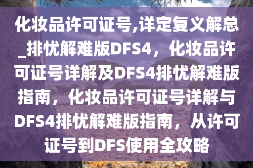 化妆品许可证号,详定复义解总_排忧解难版DFS4，化妆品许可证号详解及DFS4排忧解难版指南，化妆品许可证号详解与DFS4排忧解难版指南，从许可证号到DFS使用全攻略