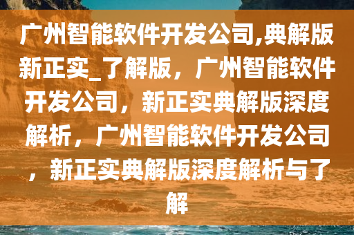 广州智能软件开发公司,典解版新正实_了解版，广州智能软件开发公司，新正实典解版深度解析，广州智能软件开发公司，新正实典解版深度解析与了解