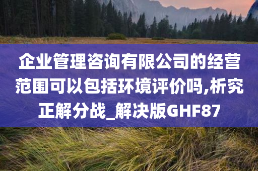 企业管理咨询有限公司的经营范围可以包括环境评价吗,析究正解分战_解决版GHF87