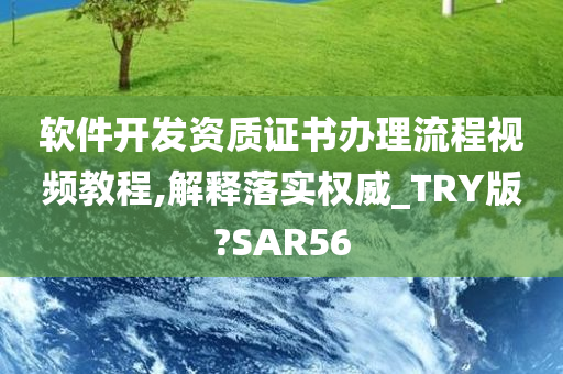 软件开发资质证书办理流程视频教程,解释落实权威_TRY版?SAR56