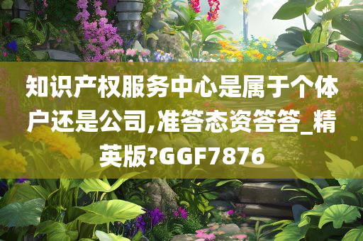 知识产权服务中心是属于个体户还是公司,准答态资答答_精英版?GGF7876