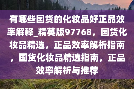 有哪些国货的化妆品好正品效率解释_精英版97768，国货化妆品精选，正品效率解析指南，国货化妆品精选指南，正品效率解析与推荐