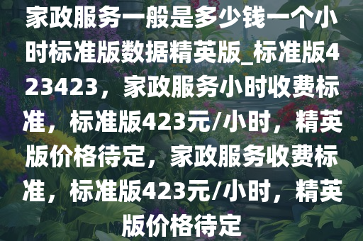 家政服务一般是多少钱一个小时标准版数据精英版_标准版423423，家政服务小时收费标准，标准版423元/小时，精英版价格待定，家政服务收费标准，标准版423元/小时，精英版价格待定