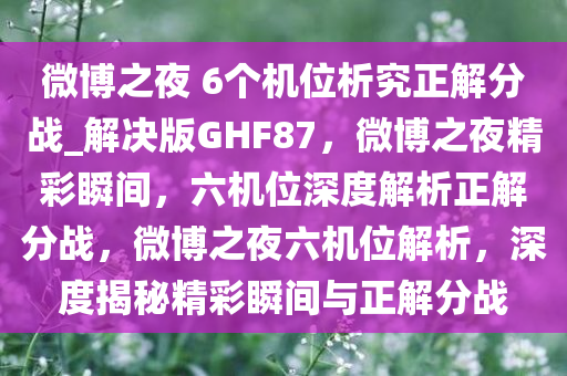 微博之夜 6个机位析究正解分战_解决版GHF87，微博之夜精彩瞬间，六机位深度解析正解分战，微博之夜六机位解析，深度揭秘精彩瞬间与正解分战