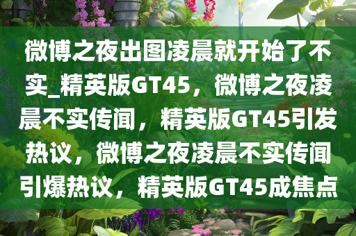 微博之夜出图凌晨就开始了不实_精英版GT45，微博之夜凌晨不实传闻，精英版GT45引发热议，微博之夜凌晨不实传闻引爆热议，精英版GT45成焦点