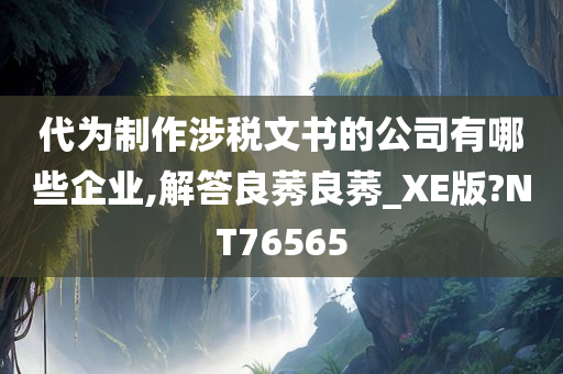 代为制作涉税文书的公司有哪些企业,解答良莠良莠_XE版?NT76565