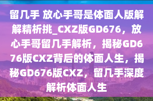 留几手 放心手哥是体面人版解解精析挑_CXZ版GD676，放心手哥留几手解析，揭秘GD676版CXZ背后的体面人生，揭秘GD676版CXZ，留几手深度解析体面人生