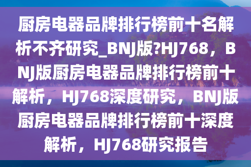 厨房电器品牌排行榜前十名解析不齐研究_BNJ版?HJ768，BNJ版厨房电器品牌排行榜前十解析，HJ768深度研究，BNJ版厨房电器品牌排行榜前十深度解析，HJ768研究报告